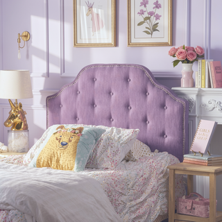 Sunvega Modern Button Tufted Upholstered Headboard with Nailhead Trim and Adjustable Legs