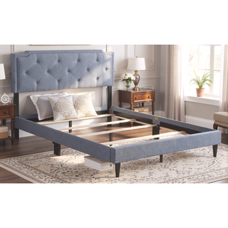Sunvega Full Bed with Chic Tufted Headboard and Vibrant Blue Hue in One Box