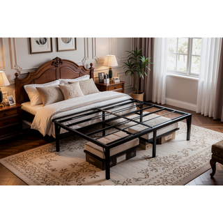 Sunvega Modern Twin Steel Heavy-Duty Platform Foundation with Under-Bed Storage