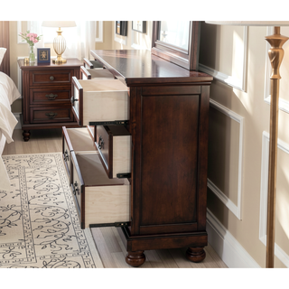 Sunvega Antique Cherry Wood Dresser with 65 by 18 by 40 Inch Dimensions