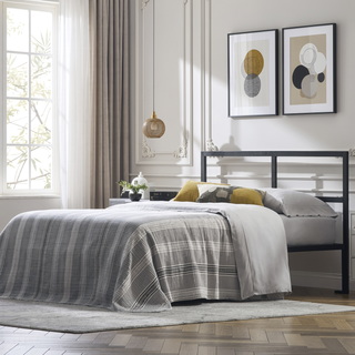 Sunvega Mid-Rise All-Steel Headboard with Matte Black Finish and X-Back Design