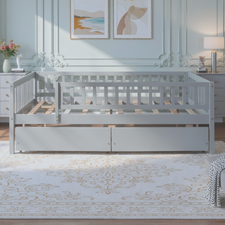 Sunvega Twin Size Daybed with Two Drawers Made of Solid Pine Wood