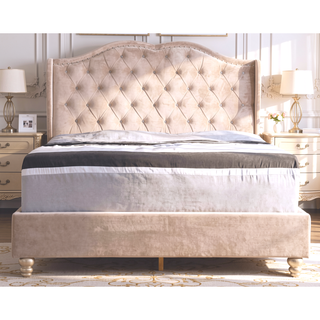 Sunvega Queen Upholstered Bed with Transitional Style and Sturdy Frame