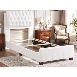 Sunvega Modern White Twin Bed with Sleek Finish for Contemporary Bedroom