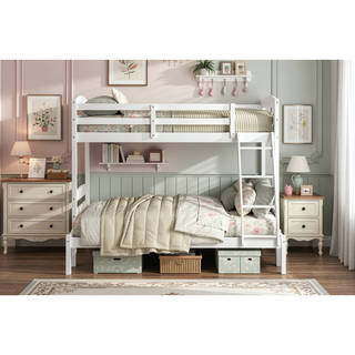 Sunvega Twin over Twin Bunk Bed with Guard Rails in Black Finish