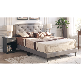 Sunvega Stylish Casual Gray Queen Bed Frame with Durable Support