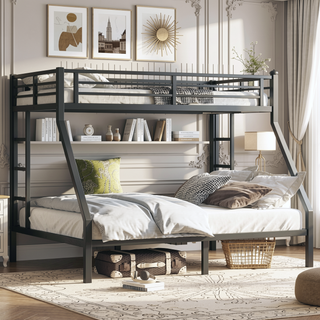 Sunvega Twin XL over Queen Metal Bunk Bed with Noise Reduction for Teens and Adults
