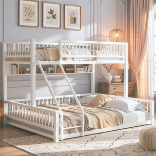 Sunvega Heavy Duty Twin XL over Queen Metal Bunk Bed Frame with Safety Guardrails