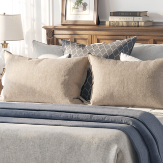 Sunvega Queen Upholstered Pleated Bed in a Box with Sturdy Dark Brown Frame