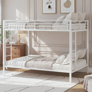 Sunvega Multi-Functional Square Tube Iron Bunk Bed with Full-Size Upper and Lower Beds