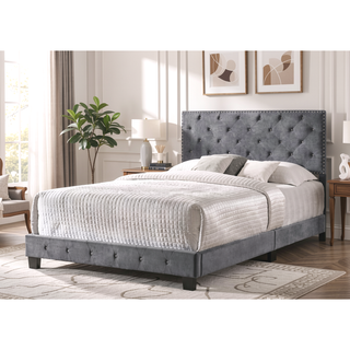 Sunvega Transitional Style Gray Full Bed Frame with Storage and Durable Construction