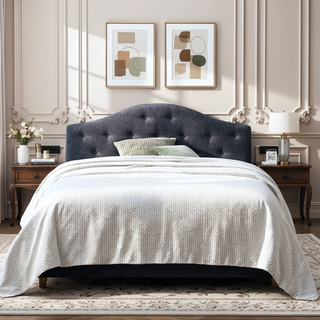 Sunvega Mid-Rise King Upholstered Headboard with Button Tufting and Modern Elegant Design