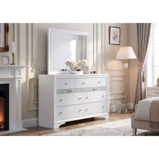 Sunvega Seven Drawer Wood Dresser with Spacious Storage for Bedroom