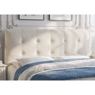 Sunvega Low Profile Queen Upholstered Bed Frame with Tufted Headboard and Black Legs