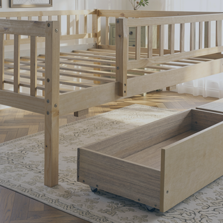 Sunvega Twin Size Daybed with Two Drawers Made of Solid Pine Wood