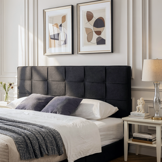 Sunvega Adjustable Height King Size Linen Upholstered Headboard with Metal Leg