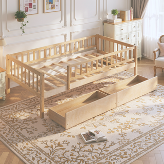 Sunvega Twin Size Daybed with Two Drawers Made of Solid Pine Wood