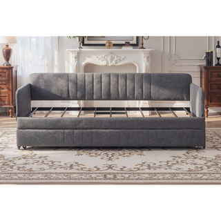 Sunvega Sturdy Metal Frame Twin Size Daybed Sofa Bed with Trundle for Living Room