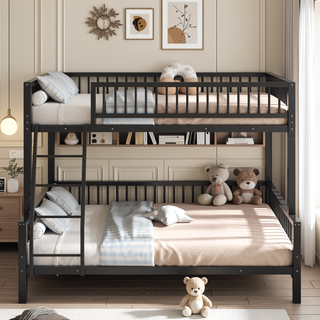 Sunvega Heavy Duty Twin XL over Queen Metal Bunk Bed Frame with Safety Guardrails