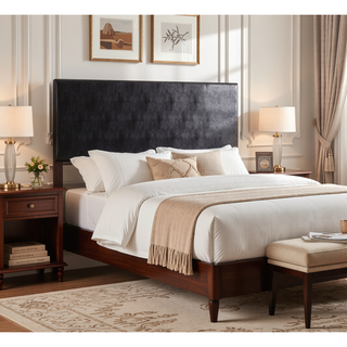 Sunvega Pink Faux Leather Tufted Panel Headboard with Adjustable Height