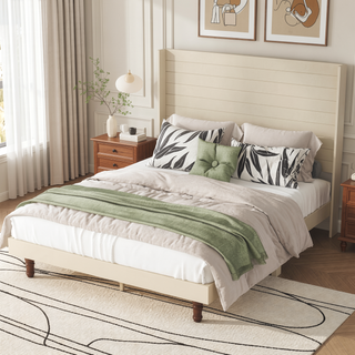 Sunvega Stylish High Headboard Bed with 54 Inch Design for Reading and Relaxing