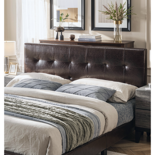 Sunvega Queen Size Brown Faux Leather Contemporary Rectangle Headboard