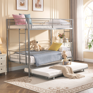 Sunvega Metal Bunk Bed with Trundle for Modern Space Saving Bedroom