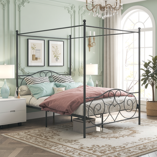 Sunvega Sturdy Full Metal Platform Bed Frame with X Shaped Support and Storage