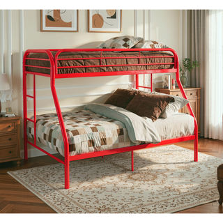 Sunvega Twin/Full Metal Bunk Bed with Slat System and Guardrail