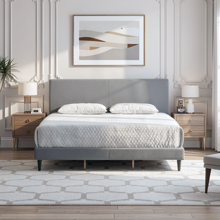Sunvega White Faux Leather Upholstered Queen Bed with Adjustable Headboard