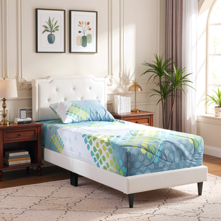 Sunvega Twin Bed Frame in Crisp White for Compact Living Areas