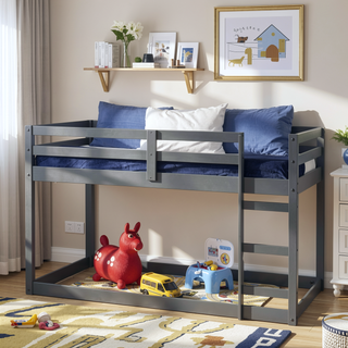 Sunvega Grey Twin Loft Bed with Ladder for Sturdy Support and Space Saving