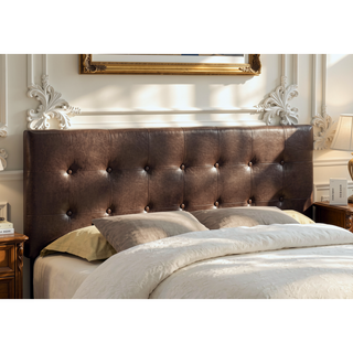 Sunvega Brown Leather Look Queen Size Button Tufted Upholstered Headboard