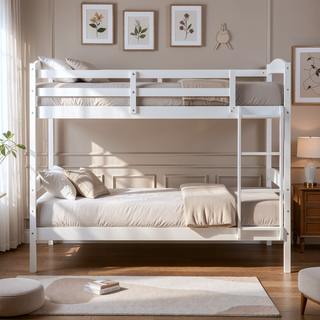 Sunvega Twin over Twin Bunk Bed with Guard Rails in Black Finish