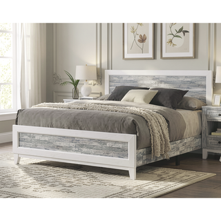 Sunvega Modern Contemporary Style King Panel Bed with Tall Headboard and Footboard