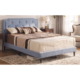 Sunvega Full Bed with Chic Tufted Headboard and Vibrant Blue Hue in One Box