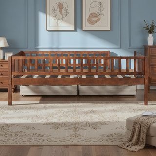 Sunvega Twin Size Daybed with Two Drawers Made of Solid Pine Wood