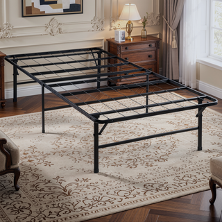 Sunvega Black Powder Coated Steel Folding Queen Mattress Support Frame for Guests
