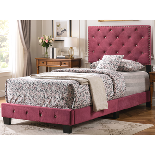 Sunvega Charming Twin Bed In Cherry Finish For Casual Bedroom Decor