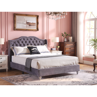 Sunvega Full Upholstered Bed with Sturdy Frame and Transitional Gray Design