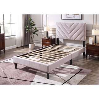 Sunvega Adjustable Velvet Upholstered Twin Bed with 12-Slat Support System