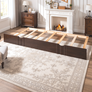Sunvega Full Size Daybed with Twin Trundle Solid Wood Frame for Living Room