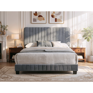 Sunvega Stylish Casual Gray Queen Bed Frame with Durable Support