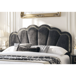 Sunvega Queen Size Upholstered Platform Bed with Floral Headboard and LED Lights