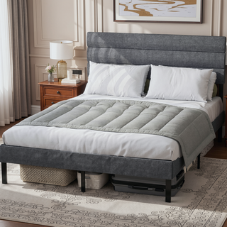 Sunvega Full Size Upholstered Platform Bed Frame With Headboard and 14'' Storage