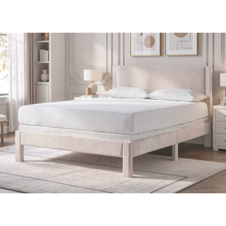 Sunvega Pink Ribbed Upholstered Headboard with Low-Profile Frame for Youth Bedroom