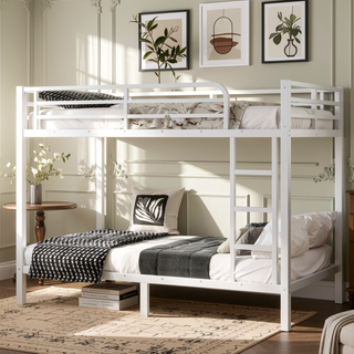 Sunvega Metal Full over Full Bunk Bed for Teens and Adults with Noise Reduction and Storage