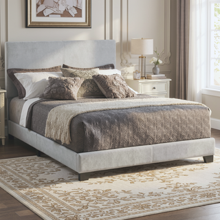 Sunvega Low Profile Leatherette Upholstered Twin Panel Bed with Stitched Details