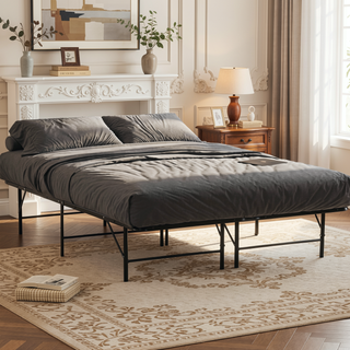 Sunvega Sturdy Metal Mattress Foundation Bed Frame with Ample Under-Bed Storage