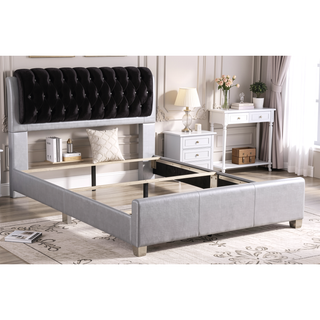 Sunvega Modern Silver King Size Bed Frame for Elegant Bedrooms